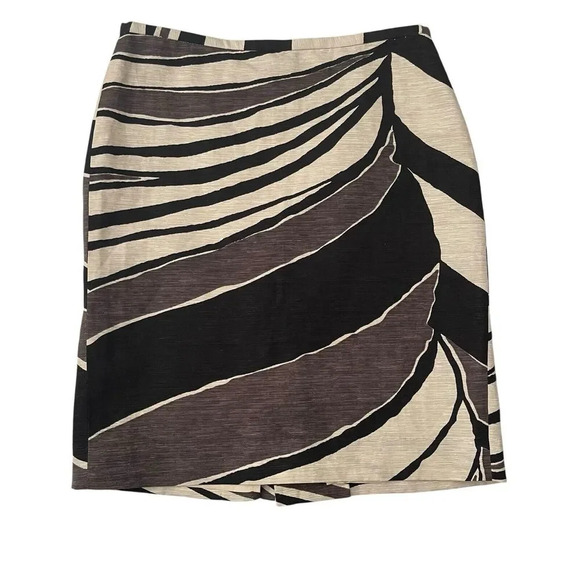 Ann Taylor Silk Linen Pencil Skirt Size 2 Neutral Zebra Print Career Minimalist - Picture 1 of 7